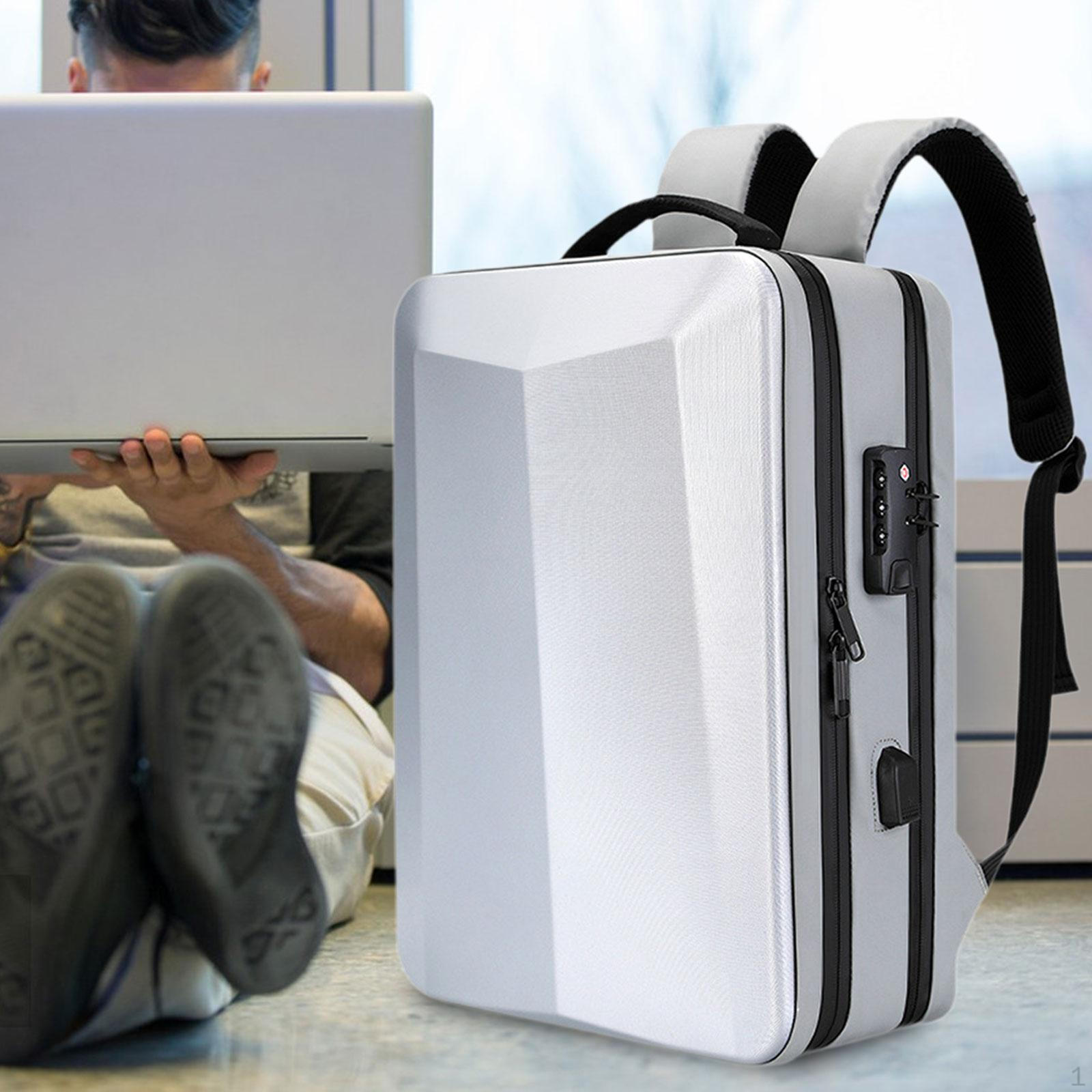 

Рюкзак для ноутбука с твердым корпусом, игровая сумка, защита от потери замка, мужские игры Silver 17inch