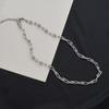 Sterling Tone U Shaped Chain Pendant Necklace Gathering Jewelry For Women Geometric Chunky Pendant Necklace Celebration NewGeometric Chain