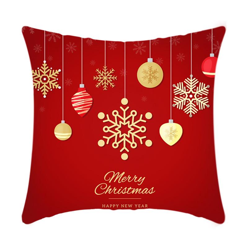 New Christmas Sofa Pillow Cover Home Red Simple Printed Bedside Pillow Cover