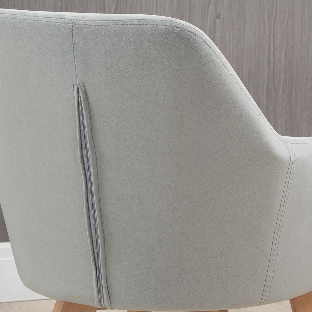 2 Piece Set Chairs Dining Room Chairs Velvet Look Wooden Legs 54 Cm X 57 Cm X 80 Cm Gray Plus Natural