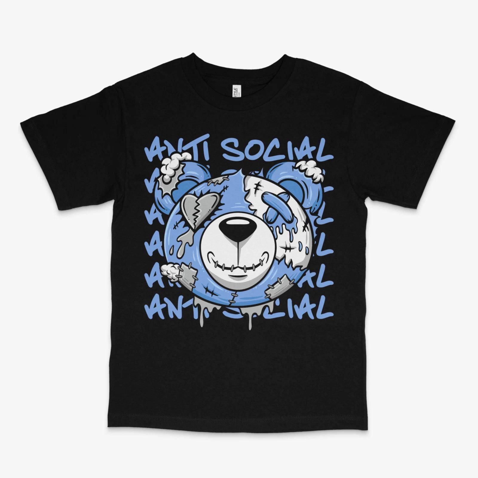Anti Social Bear University Blue 5s Black Tee L