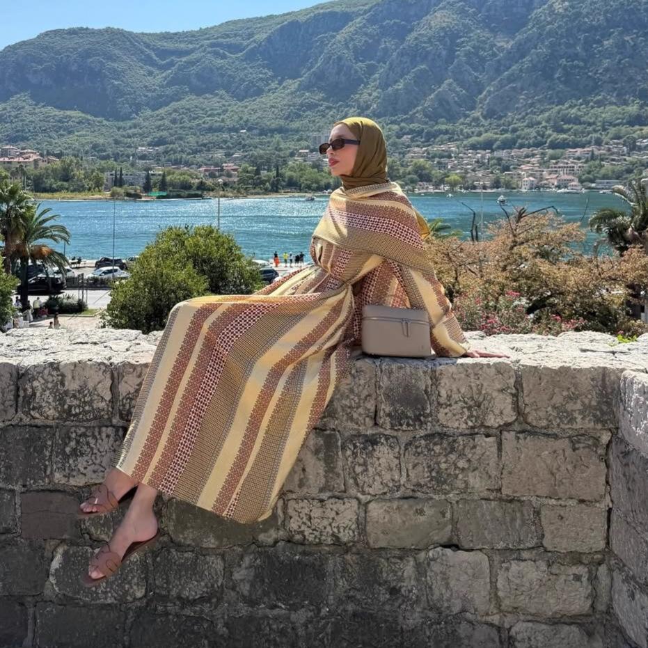 Middle East Arabian Women's Autumn New Fashion Printing Slim Sleeve Casual Dress Long Dress