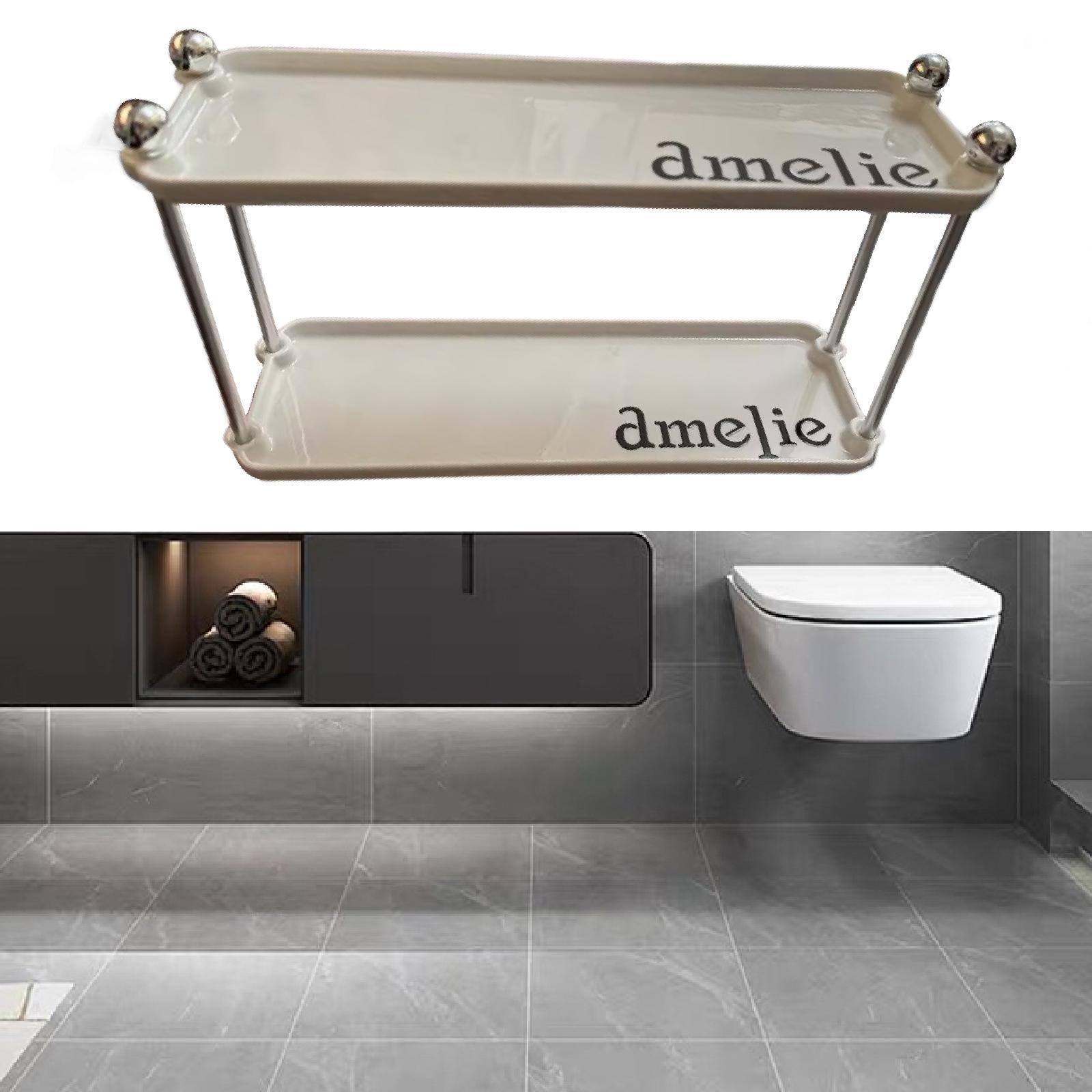 

2 Tier Bathroom Storage Rack Versatile Cup Holder Counter Organizer Cabinet Shelf for Home Bathroom Bedroom Kitchen Living Room білий