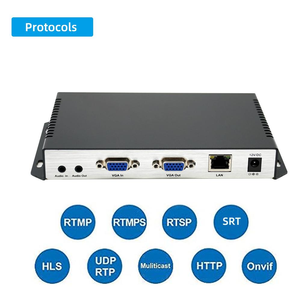 ORIVISION MJPEG VGA Video HD Video and Audio Encoder with VGA GB28181 Support H.265 H.264 1080P@60 Encoder, Loop-Out, HTTP, UTP, RTSP, RTMP, RTMPS,
