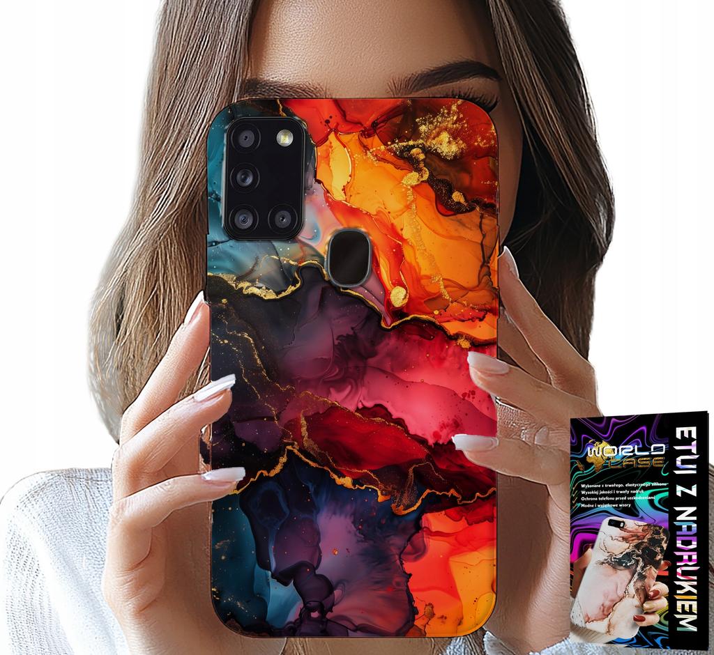 Etui Do Samsung Galaxy A21S - Kamienne Wzory, Obudowa Case + Szkło