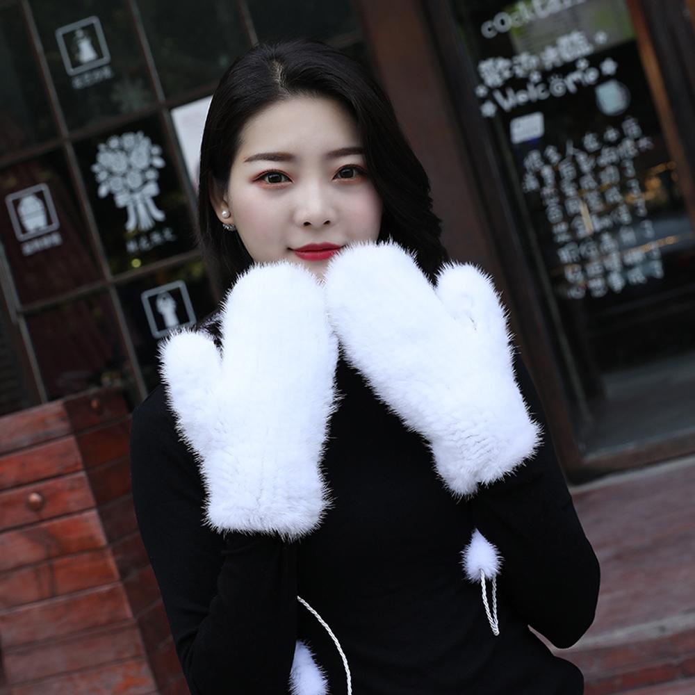Fashion Winter Women Gloves Genuine 100% Real Mink Fur Glove Knitted Mittens Thick Warm Fur Gloves Mittens