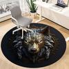 1pc Wolf Emblem Office Round Area Rug, Under Office Chairs Bedroom Living Room Home Decor, Room Deco
