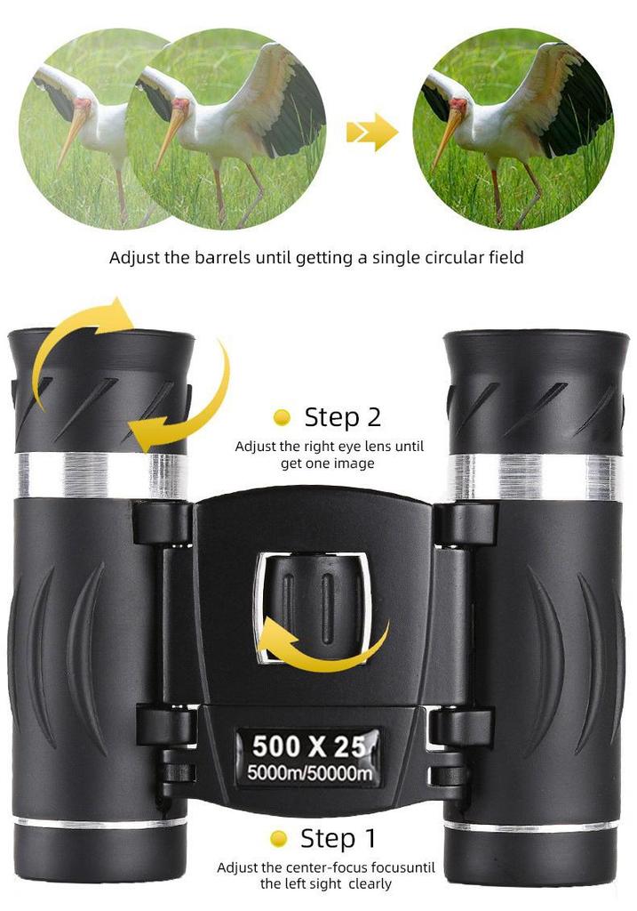 HD 500X25 High Magnification Portable Mini Binoculars for Outdoor Photography