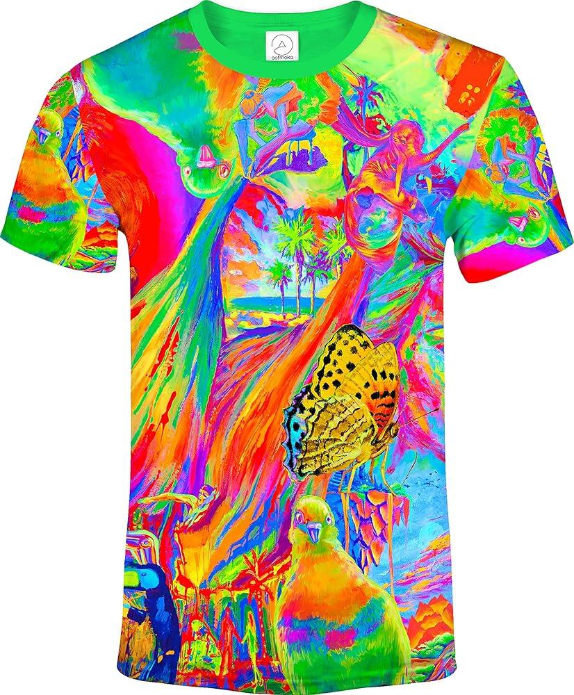 Ultraviolet Fluorescent Handmade Art Neon Blacklight Reactive Print T-Shirt Unisex T-Shirt XXL