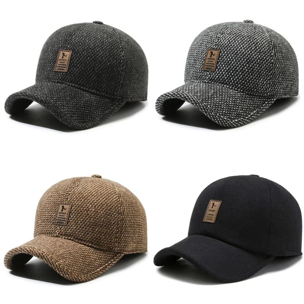 Warm Men's Winter Baseball Cap For Middle-aged Seniors In Thickened Wool Blend Design