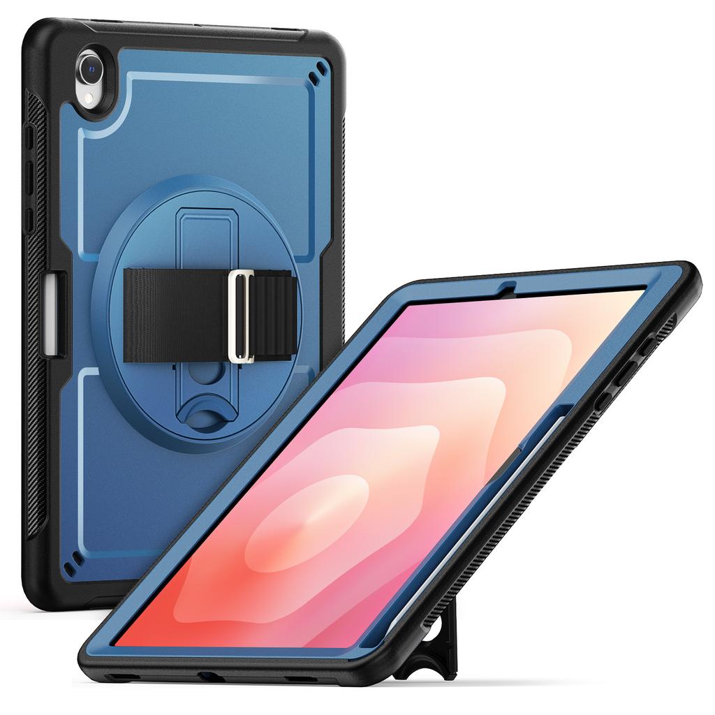 For Samsung Galaxy Tab S11 Case Hand Strap Kickstand PC + TPU Tablet Cover with Pencil Holder