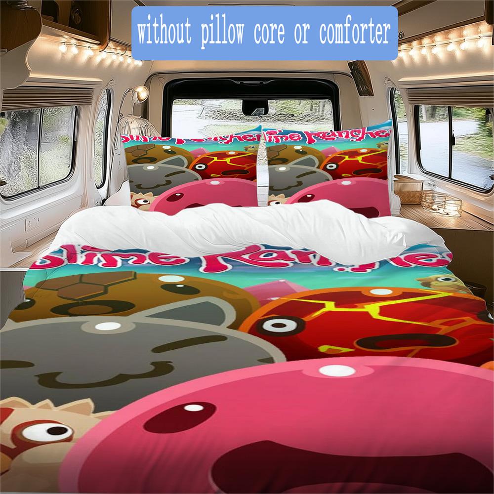 Slime Rancher Print Pattern Bedding,Quilt Set Quilt Cover Pillowcase Home Birthday Gift (1*duvet Cover+2*pillowcase,without core)XSJT0917479