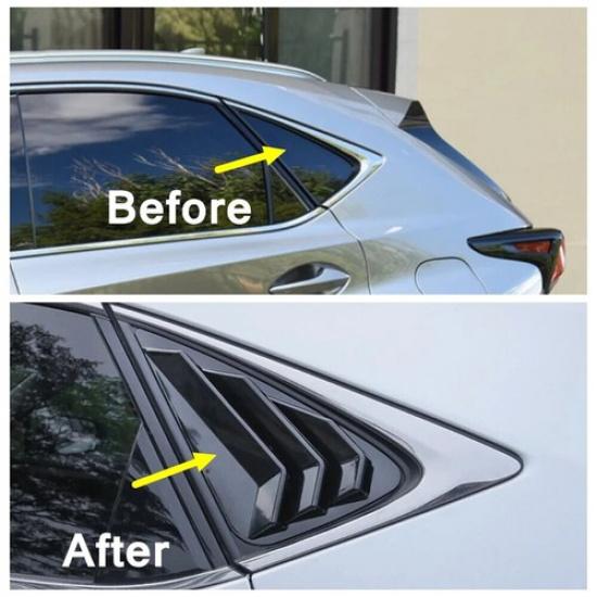 Gloss Black Rear Side Window Louver Shutter Cover For Lexus NX 2015-