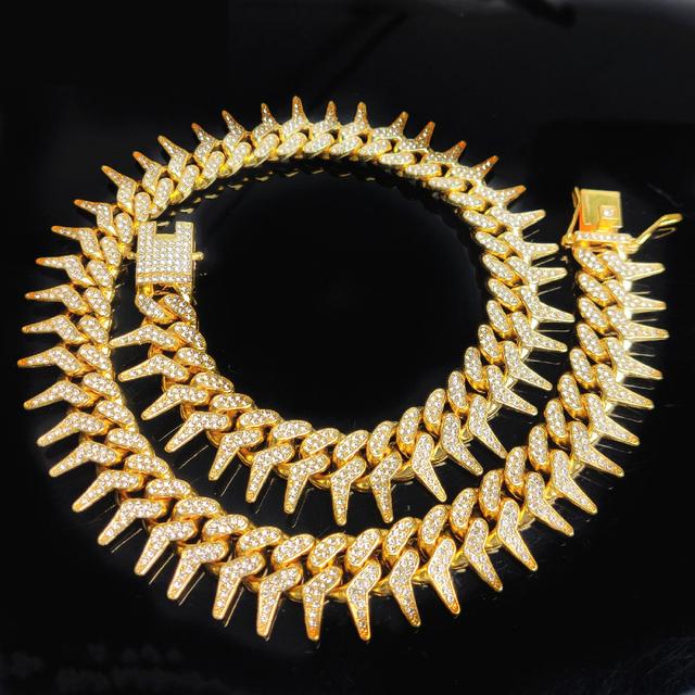 

Мужское ожерелье-цепочка в стиле хип-хоп, 20 мм, в форме шипа, цепочки со льдом, блестящее ожерелье, мужская мода, ювелирные изделия в стиле хип-хоп для подарка на день рождения 24 inch 60cm