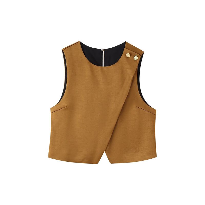 

Kaslead New Women clothes Western Style Double Placket Satin Texture Top Trousers 8459556 7965556 Top L