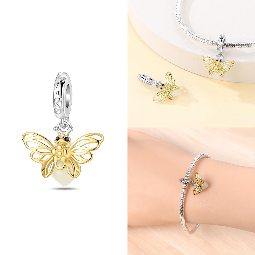 Exquisite Charm Gold Pearl Pendant Heart Love Beads Fit Copper Bracelet Jewelry Women Gift Diy Valentine'S Day Gift Necklace