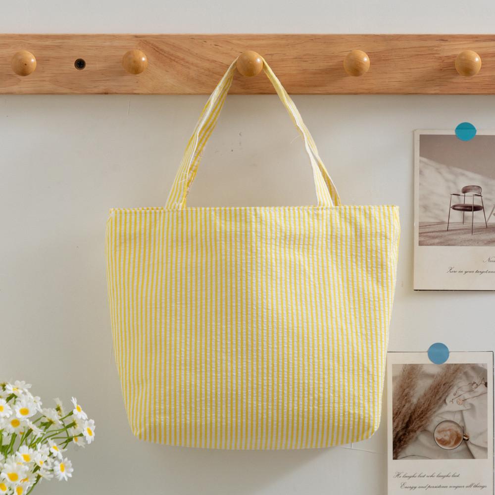 Striped Bag For Women Large Capacity Retro Casual Polyester Fashion Handbag For Daily Use