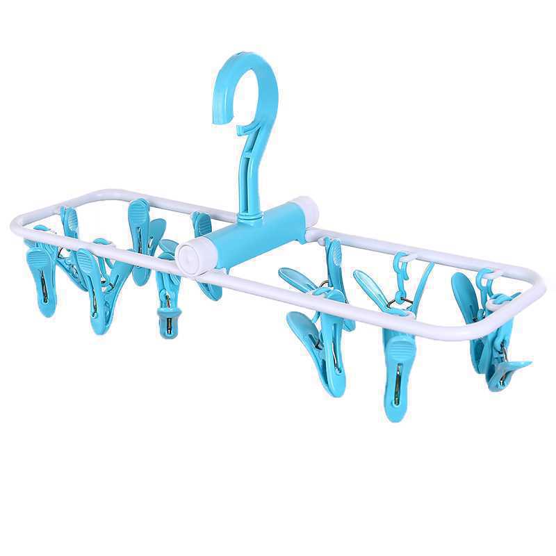 Multi-clip Drying Rack Multi-function Folding 12-clip Clothespin Underwear Hanger Sock Clip Drying Sock Hanger Wholesale