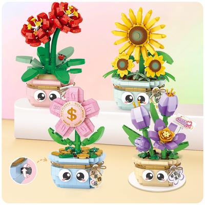 MEIEST Mini Flower Succulent Bonsai Building Blocks, Simulation Potted Plant Particles Plant Collection Construction Building Bricks Toy, Home
