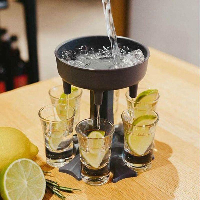 Unique 6 Shot Glass Dispenser And Carrier With Biodegradable Holder For Events
