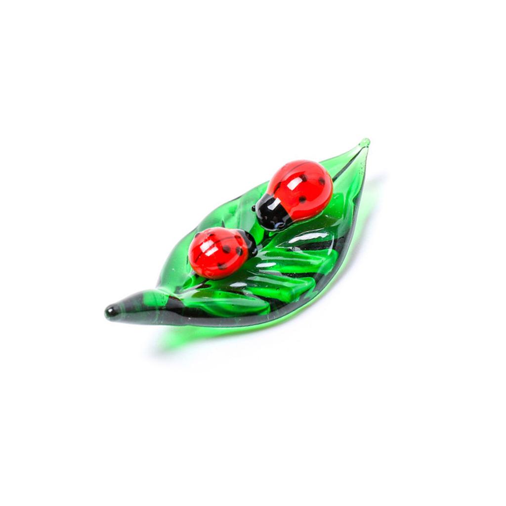 Glass Green Leaf Ladybugs Ants Snails Worm Butterfly Figurines Collectible Art Glass Animal Miniature Figurine Ornament