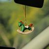 Cute Pony Pendant Car Rearview Mirror Charm Elegant Faux Leather Hanging Ornament for Car
