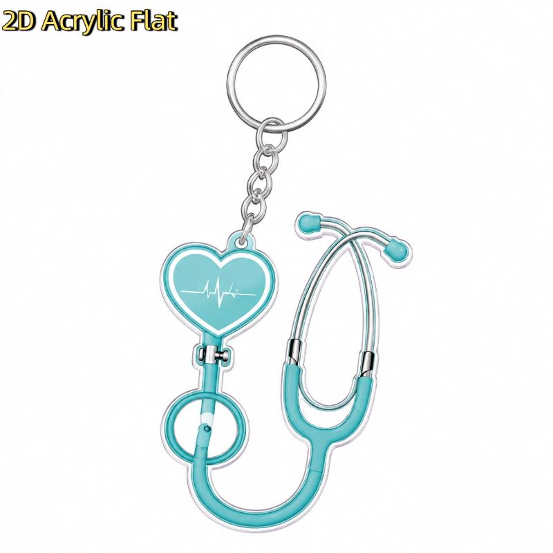 Acrylic Stethoscope Keychain 2D Adorable Design for Nurses Doctors Bag Charm Pendant Gift Souvenir