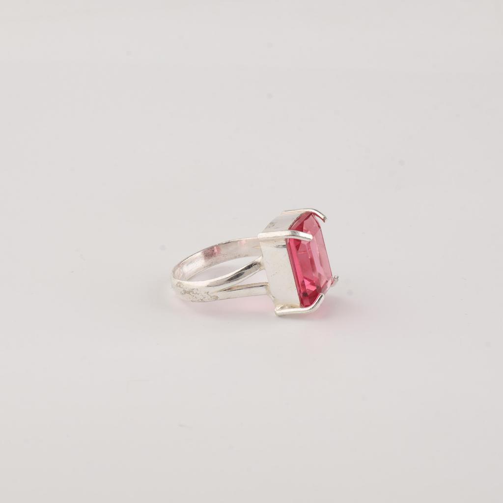 Rosa Turmal Edelstein Handgefertigter Silberring, 925 Sterling Silber Schmuck Geschenk für Ehefrau RR-86-2