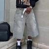 ROADVIBE Herren Sommer Lässige Jeansshorts Knielang Trendige Buchstabenstickerei Strass Jeansshorts Mode Streetwear