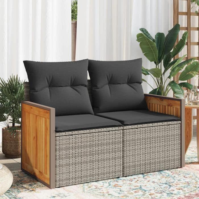 VidaXL 2-seater Garden Sofa with Cushions Grey Braided Resin 366130