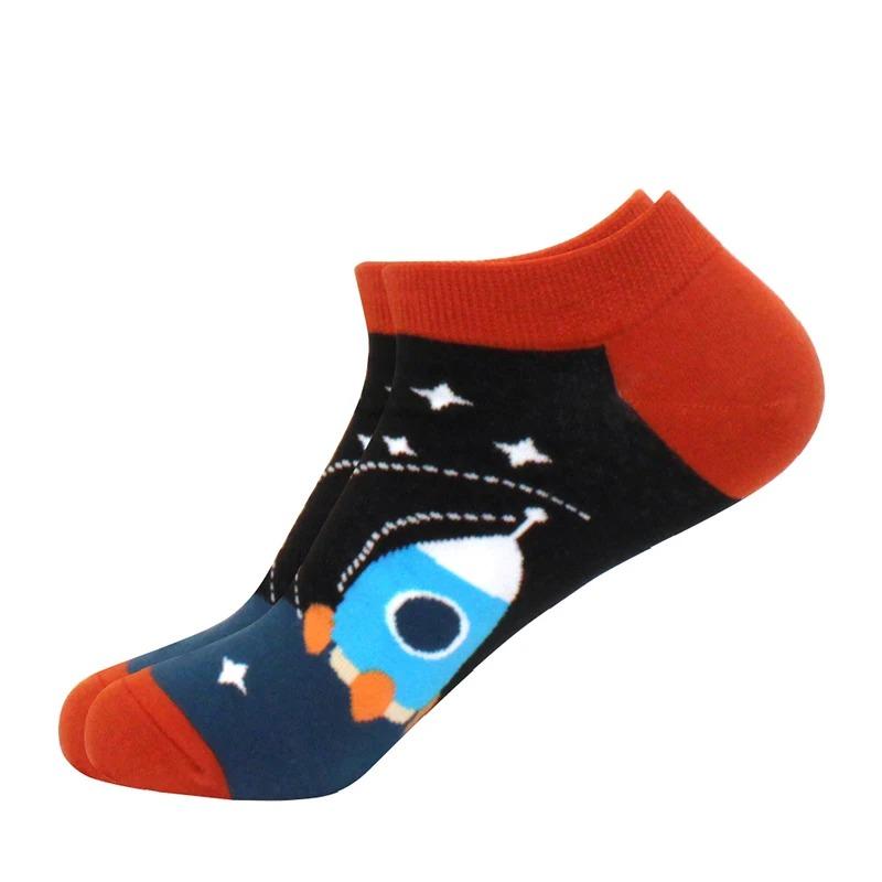 Herrensocken Bootssocken Freizeit Präzisionsbaumwolle Gitter Astronaut Rautenmuster, Skateboard, lustig, Bootssocken