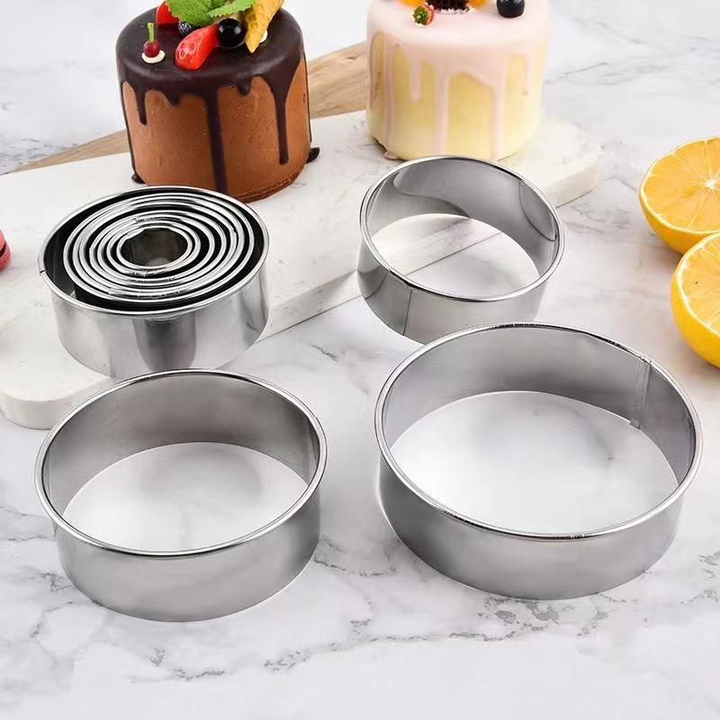 12-Piece Stainless Steel Cake and Mousse Ring Mold Set for Baking and Dumplings