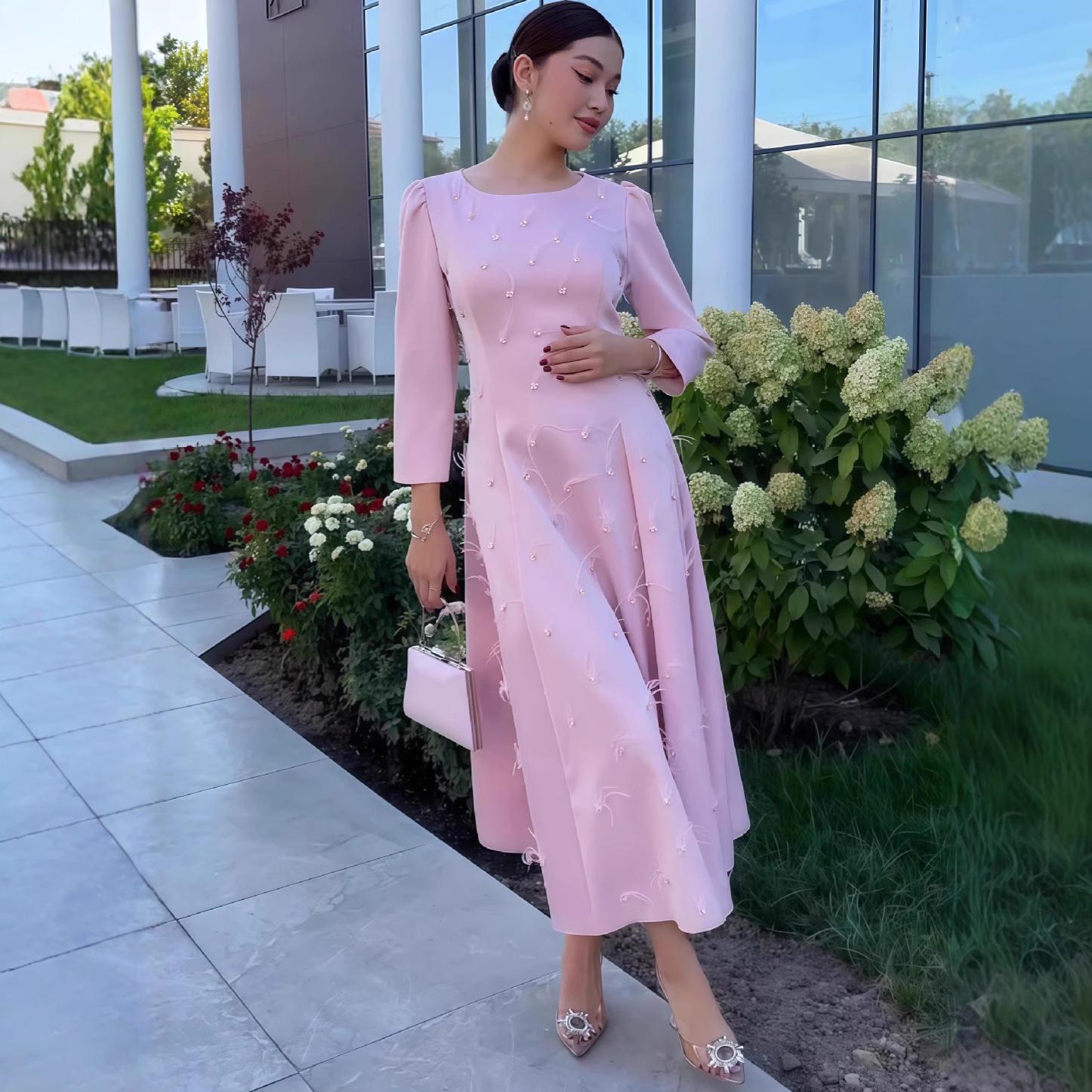 

2025 Summer Pink French Fairy Slimming Long Dress L