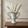 Decorative Iron Planter Ornamental Footed Vase Matte VintageStyle Light Gray C High Foot