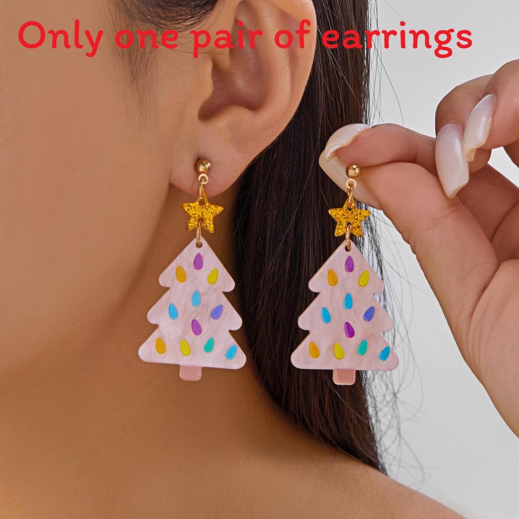 Christmas Series Acrylic Earrings With Santa Claus Rudolph And Christmas Lights For Holiday Fashion