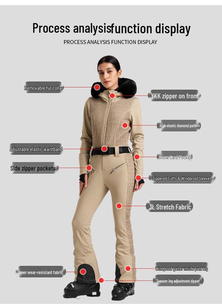 Women's High-End Winter Ski Suit: Windproof, Waterproof, Warm, One-Piece for Double-Board Skiing