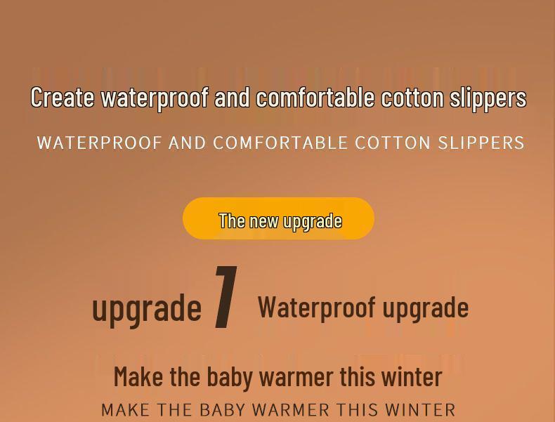 Bobodou Kids' Waterproof Non-slip Cotton Slippers for Babies - Indoor Winter Velvet, Closed-back for Boys and Girls