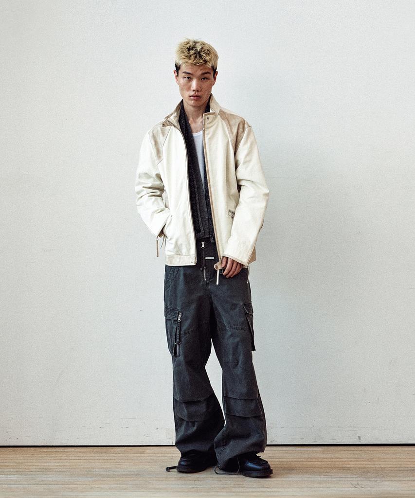 THEVINYLHOUSE Washed Military Cargo Pants Charcoal