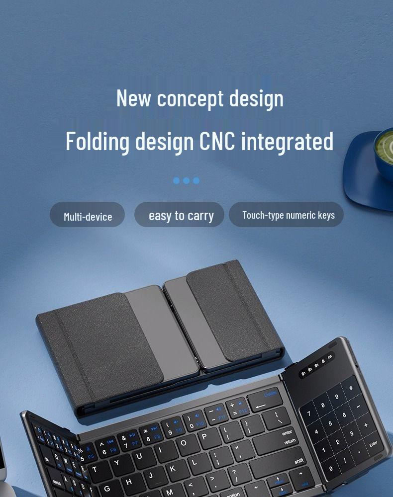 Popular Dual-Mode Wireless Bluetooth Folding Keyboard with Touchpad & Numeric Function