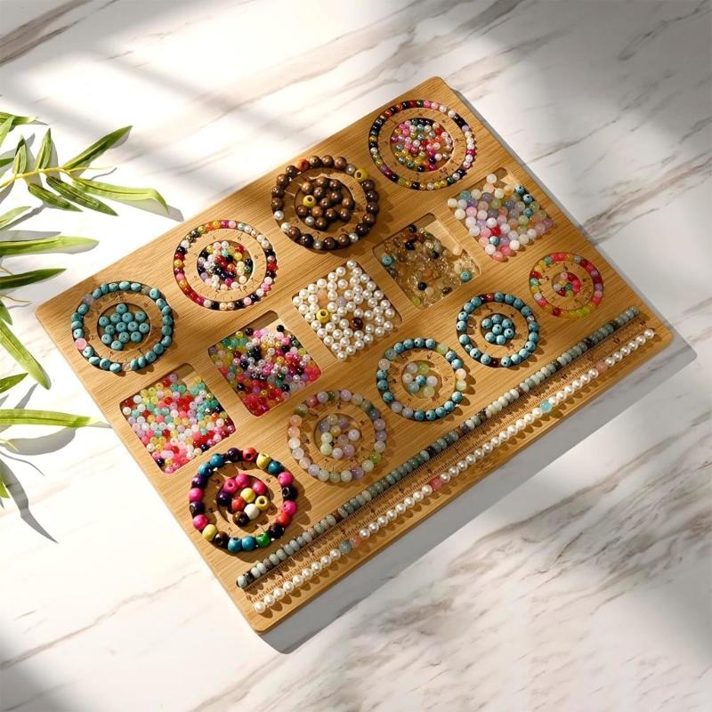 Wooden Bead Plate Jewelry Crafting Tool Jewelry Beading Designs Tray for Bracelet Necklaces Ornament Making Boards