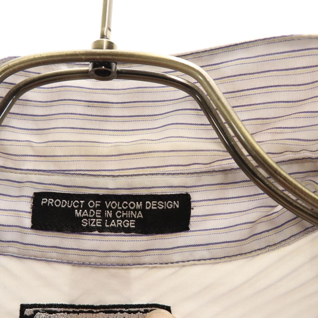 VOLCOM Striped Pattern Short sleeve shirt L Blue Men's Used