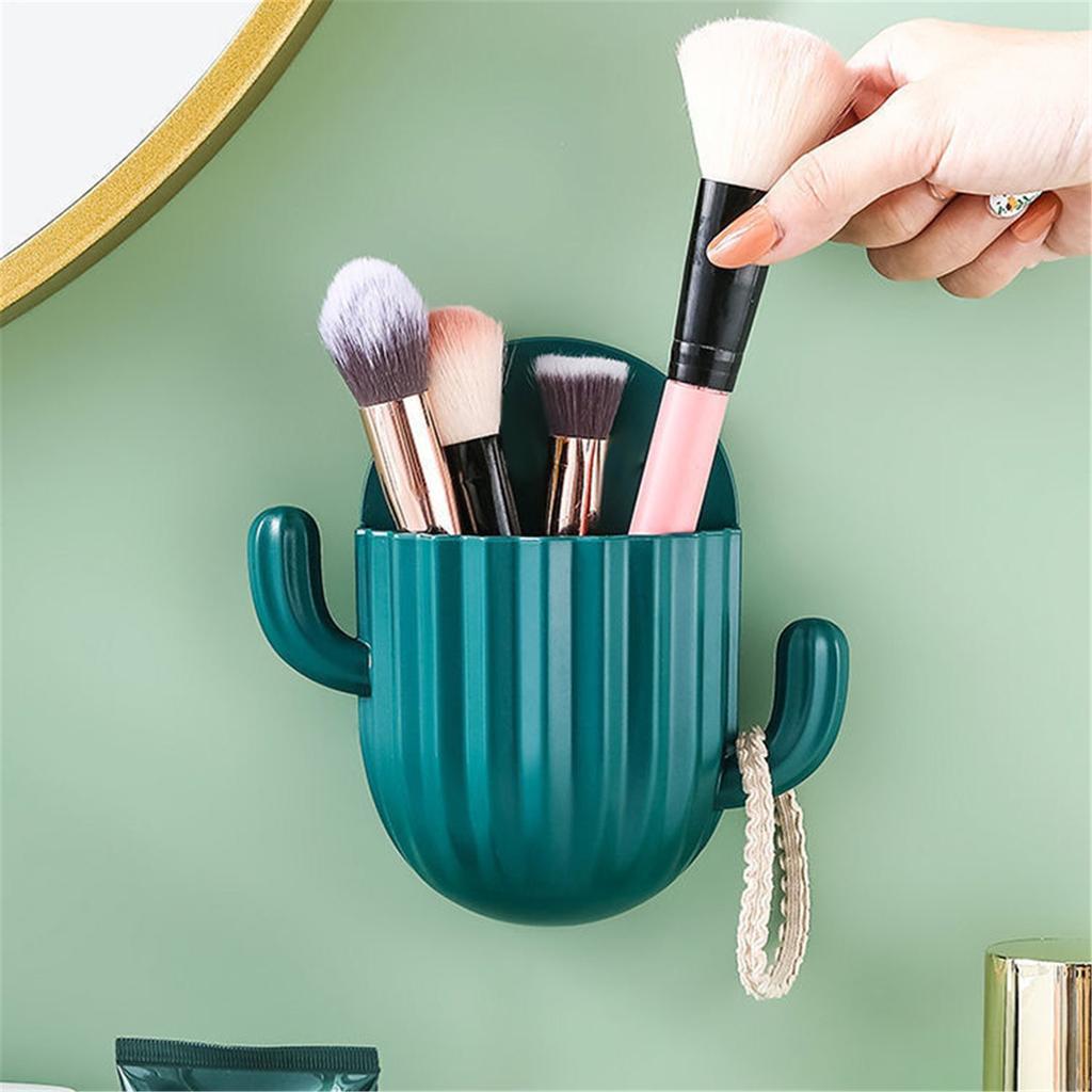 Suport pentru periuță de dinți montat pe perete Cactus Organizator pentru periuță de dinți electrică cu carlig, fără perforare, raft pentru depozitare pastă de dinți