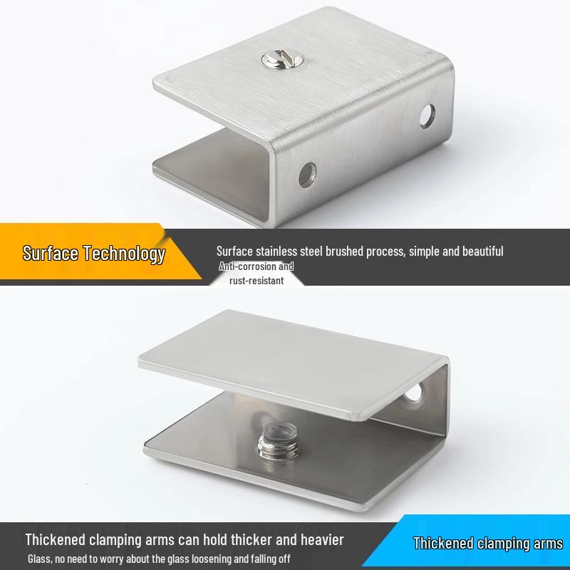 Nerezová skleněná svorka pro police a skříně