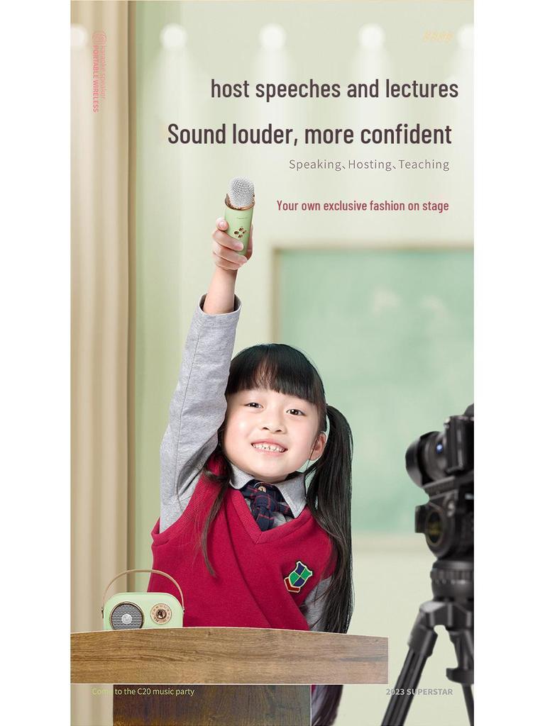 Retro Bluetooth Speaker with Integrated Portable Microphone - Mini Wireless Speaker Gift