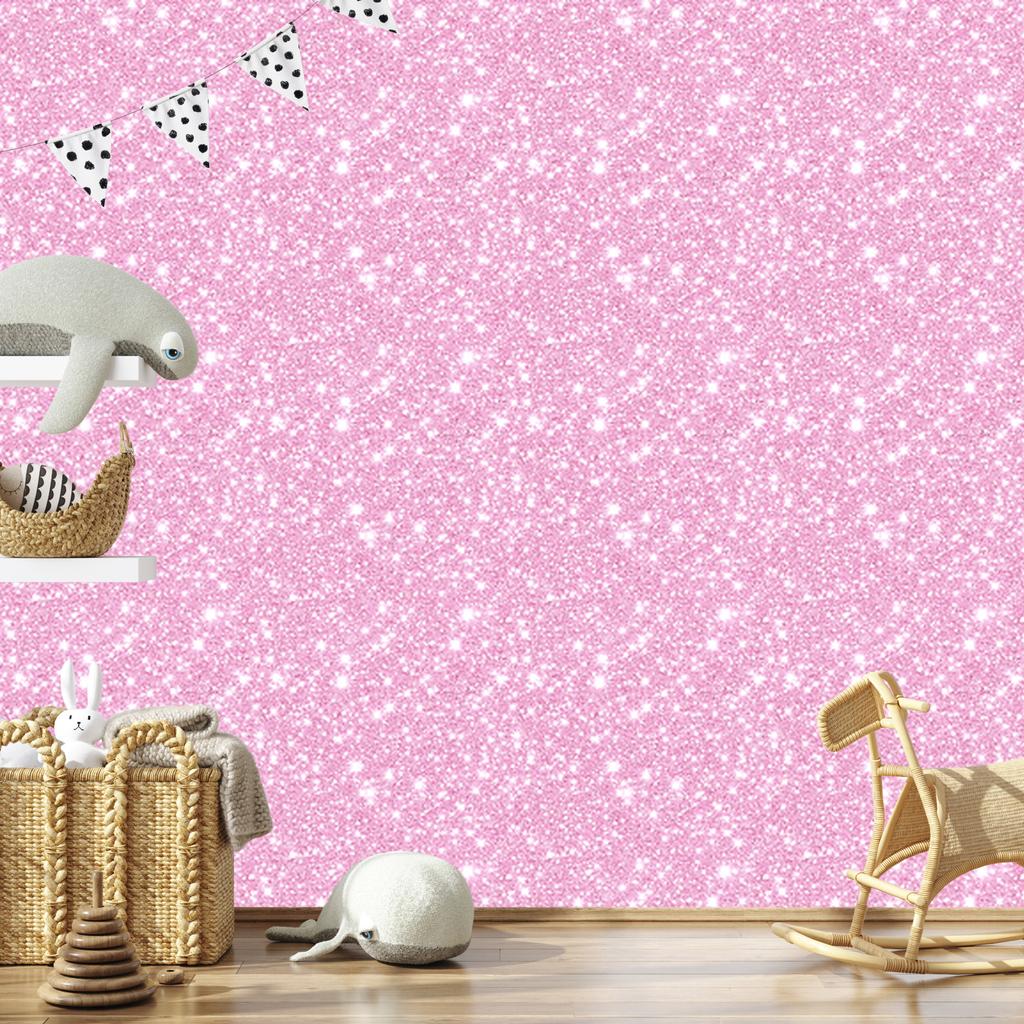 Glitter wallpaper, powder pink background, powder pink center, 50x1000