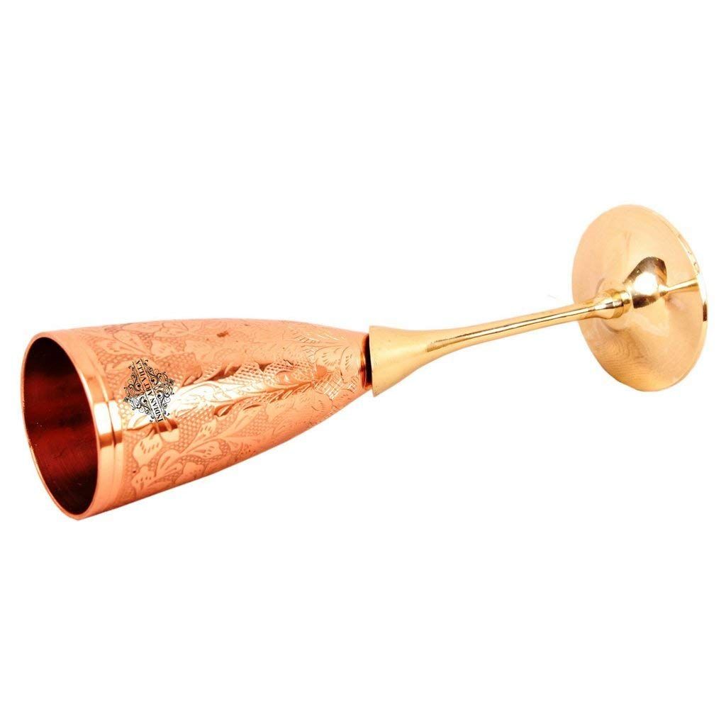Embossed Goblet Design Copper Brass Flute Champagne Glass, Barware