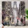 Rideau de douche décoratif Château moderne rouge Tour Eiffel Fleur de cerisier romantique Neuschwanstein Décor de salle de bain Tissus en polyester