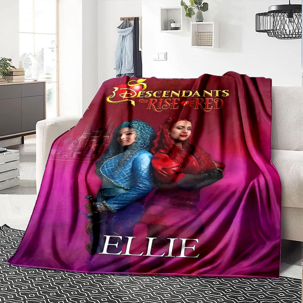 Customiz Name Personality Descendants The Rise of Red Blanket Soft &Warm Sofa Office Bed Travel Lunch Break Blanket, Gift Suitable All Seasons