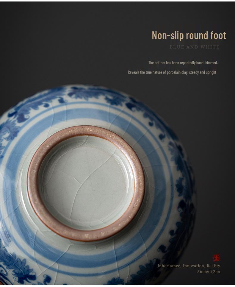 Vintage Blue & White Ceramic Tea Cup – Antique-Style Personal Kung Fu Tea Tasting Cup Gift