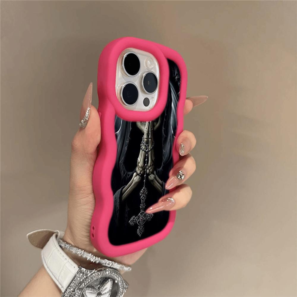 LZ13 Death Prayer Grim Reaper Skull Wave Silicone Phone Cases for Samsung A15 S23 FE S24 Ultra A34 A54 A14 Motorola G32 OnePlus Soft Cover